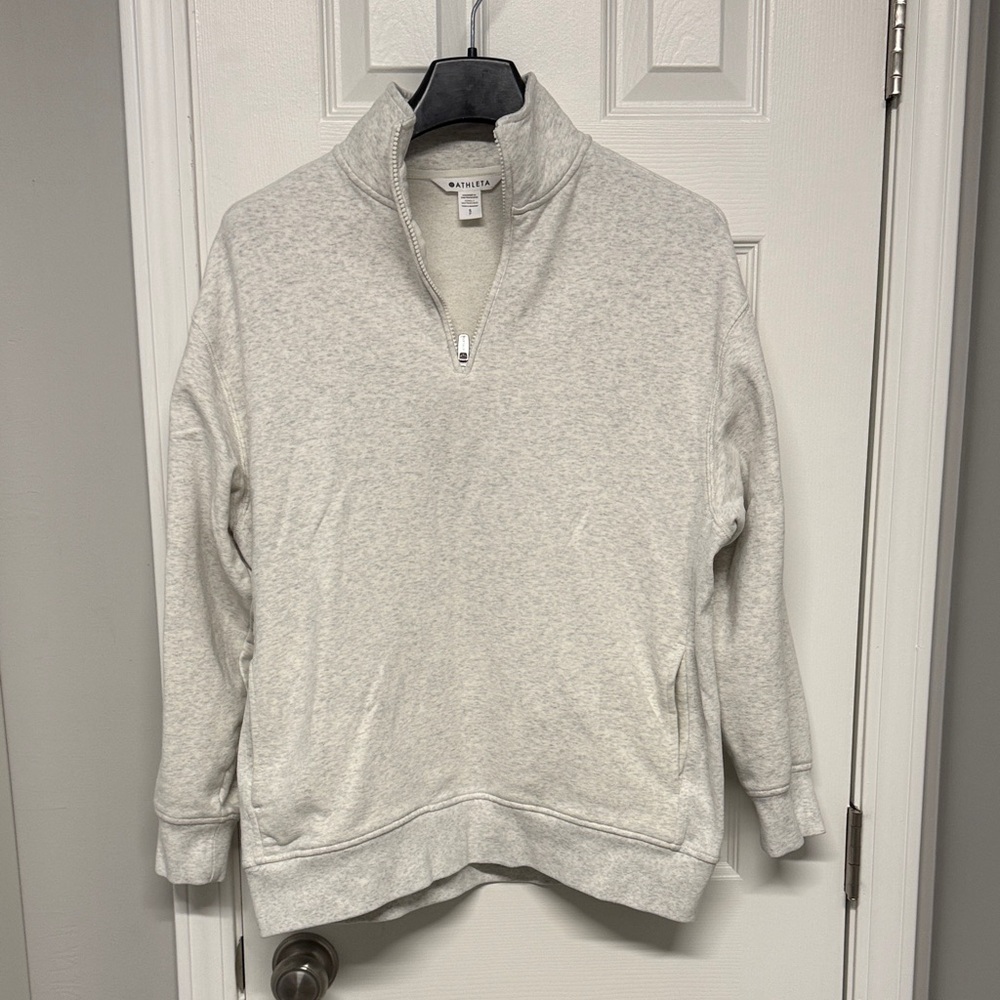 Athleta Heather Gray Quarter-Zip Pullover